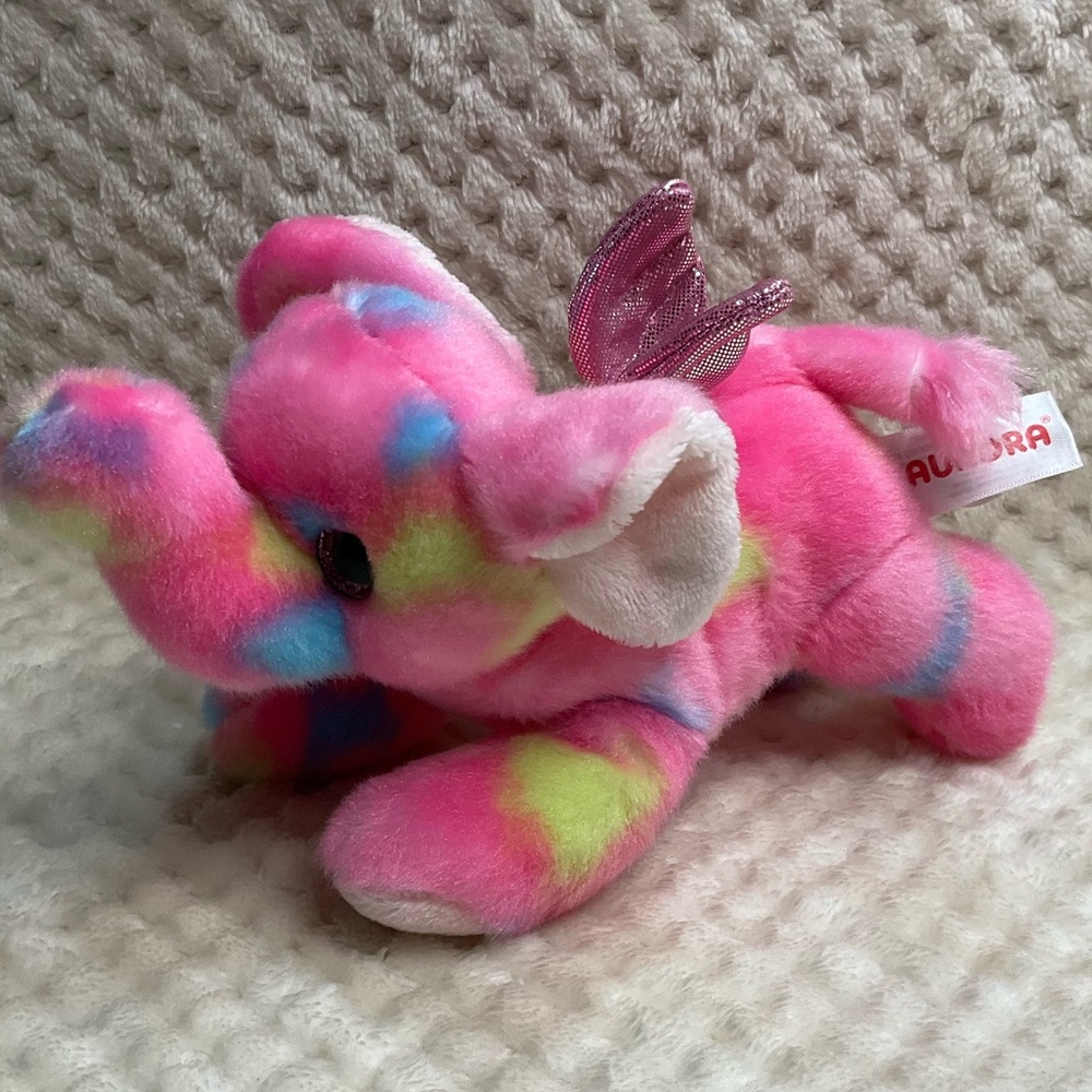 Aurora World Plush Candy Apple Multi Colour Elephant Stuffed Animal Wings #2